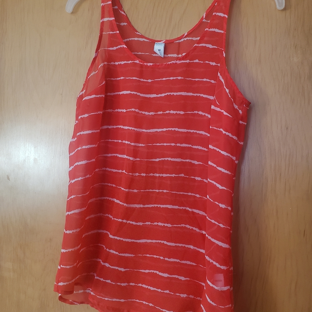 Striped sheer tank top